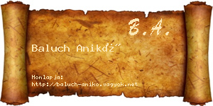 Baluch Anikó névjegykártya